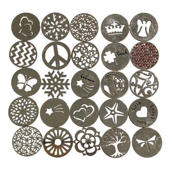 75-Piece Silver Metal 22mm Decorative Circle Floating Locket Jewelry Supplies - Picture 9 of 12